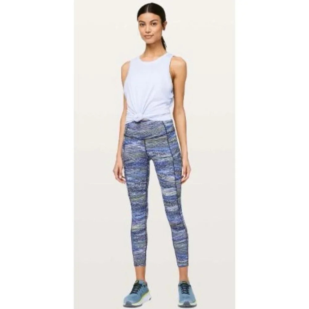 Lululemon Fast and Free Tight II 25" *Non-Reflective Nulux Interconnect Blue Mul